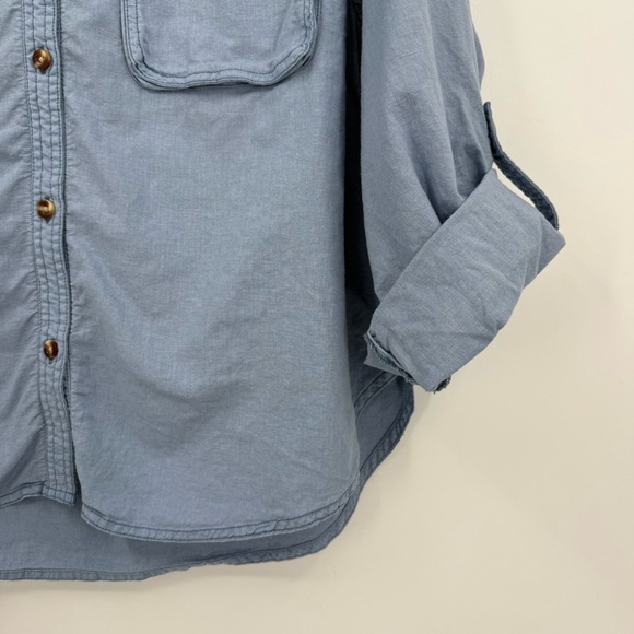 Free People We The Free Made For Sun Linen Oversized Button Down Shirt Blue S - Picture 9 of 12